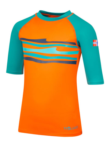 Trollkids Badeshirt "Haukland T" in Orange/ Blau