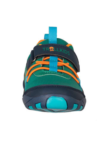Trollkids Barfuß-Wanderschuhe "Skaland" in Grün/ Dunkelblau/ Orange