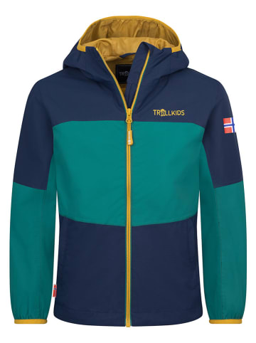 Trollkids Kurtka przeciwdeszczowa "Bjordal" w kolorze turkusowym