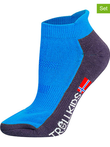 Trollkids 2er-Set: Wandersocken "Low Cut Socks II" in Blau