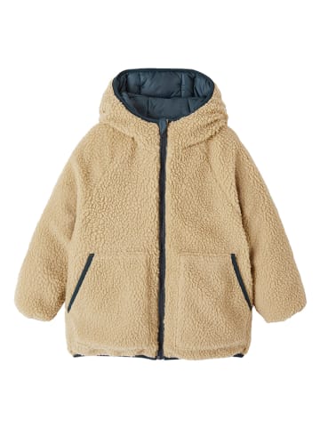 vertbaudet Wende-Winterjacke in Blau/ Beige