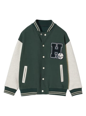 vertbaudet Bluza w kolorze szaro-ciemnozielonym ze wzorem