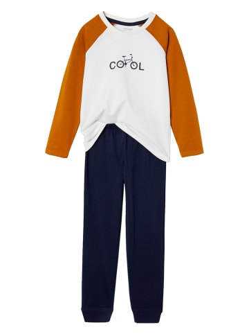 vertbaudet 2er-Set: Pyjamas in Orange/ Dunkelblau