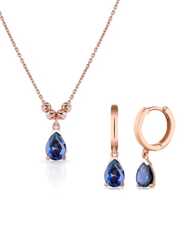 Lodie Silver 2-częściowy zestaw pozłacanej biżuterii z cyrkoniami - dł. 43 cm