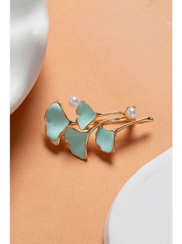 Lodie Silver Broche goudkleurig/turquoise