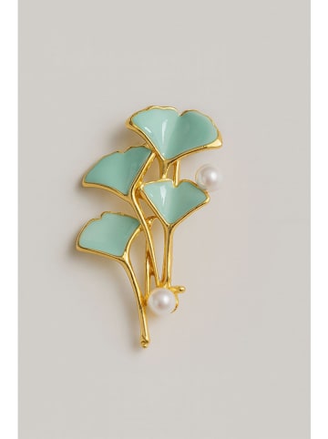 Lodie Silver Broche goudkleurig/turquoise