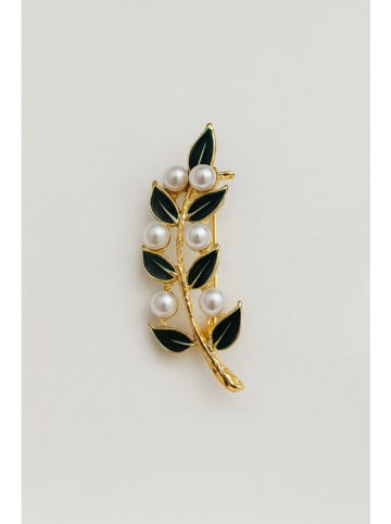 Lodie Silver Broche goudkleurig/groen