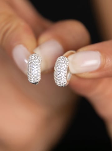 Lodie Silver Zilveren oorring met edelstenen