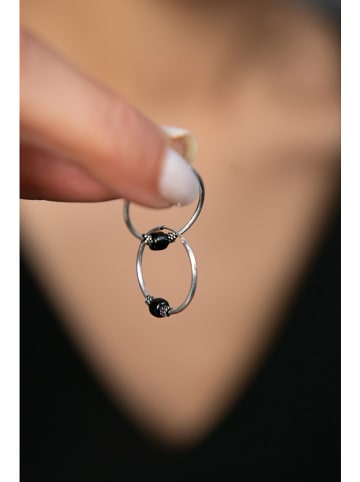 Lodie Silver Srebrne kolczyki-kreole z elementami ozdobnymi