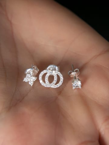 Lodie Silver 3er-Set: Silber-Ohrstecker mit Edelsteinen