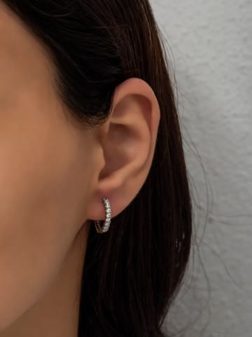 Lodie Silver Srebrne kolczyki-kreole z cyrkoniami