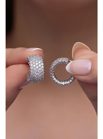 Lodie Silver Srebrne kolczyki-półkreole z cyrkoniami