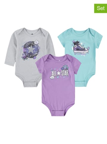 Converse 3er-Set: Bodys in Hellblau/ Lila/ Grau