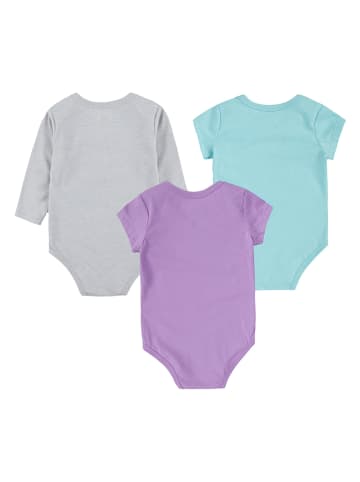 Converse 3-delige set: rompers lichtblauw/paars/grijs