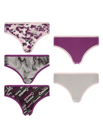 Converse 5er-Set: Slips in Grau/ Lila
