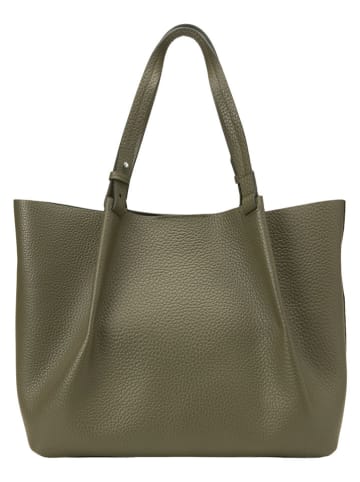 Marc O'Polo Leder-Shopper in Oliv - (B)43 x (H)31 x (T)15 cm