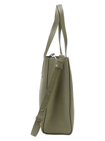 Marc O'Polo Skórzany shopper bag w kolorze oliwkowym - 37 x 29 x 9 cm