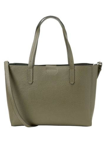 Marc O'Polo Skórzany shopper bag w kolorze oliwkowym - 37 x 29 x 9 cm