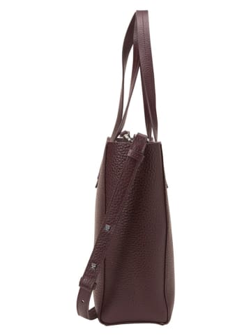 Marc O'Polo Skórzany shopper bag w kolorze ciemnofioletowym - 37 x 29 x 9 cm