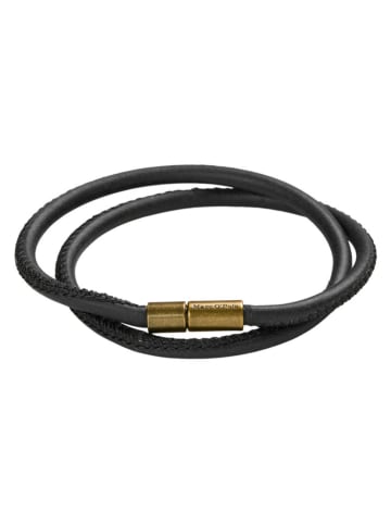 Marc O'Polo Leder-Armband in Schwarz - (L)39 cm