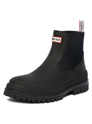 Hunter Leder-Chelsea-Boots in Schwarz