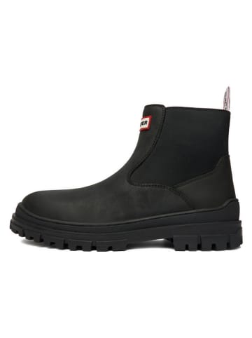 Hunter Leder-Chelsea-Boots in Schwarz