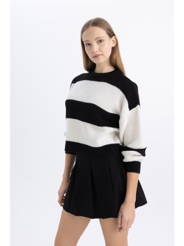 DeFacto Pullover in Schwarz/ Weiß