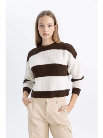 DeFacto Trui bruin/wit