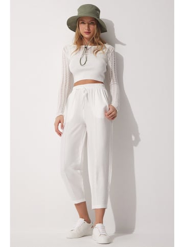 Hapiness Istanbul Leinen-Hose in Weiß