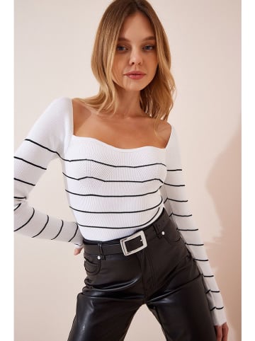 Hapiness Istanbul Longsleeve in Weiß/ Schwarz