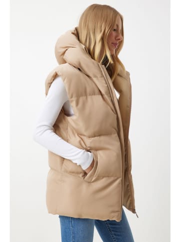 Happiness Istanbul Doorgestikte bodywarmer beige