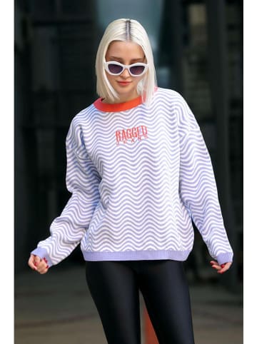 MADMEXT Sweter w kolorze lawendowo-białym
