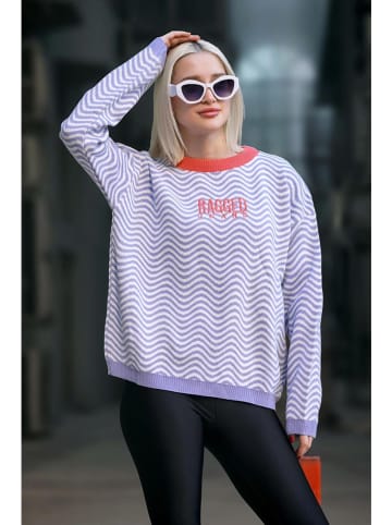 MADMEXT Trui lila/wit