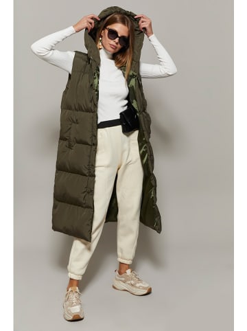 Cool and sexy Doorgestikte bodywarmer kaki