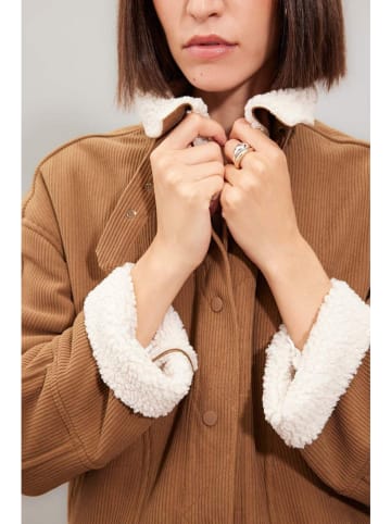 DeFacto Übergangsjacke in Hellbraun/ Weiß