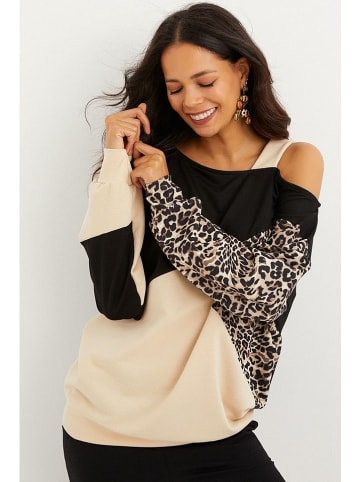 Cool and sexy Sweatshirt in Schwarz/ Beige