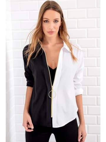Trend Alacati Bluse in Schwarz/ Weiß