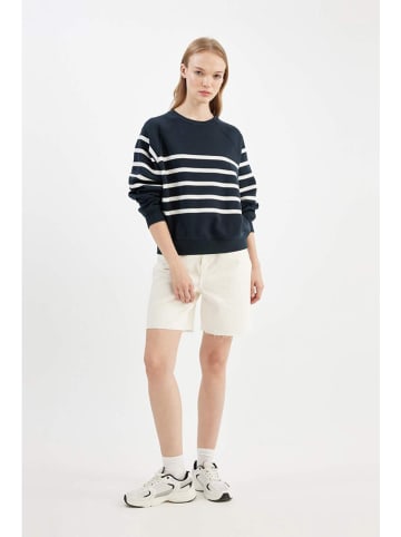 DeFacto Sweatshirt donkerblauw/wit