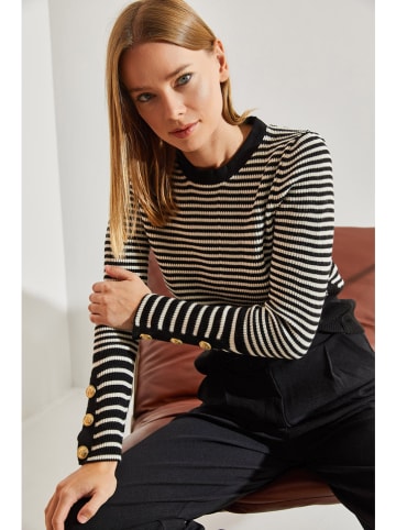 Bianco Lucci Pullover in Schwarz/ Creme
