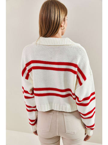 Bianco Lucci Pullover in Weiß/ Rot