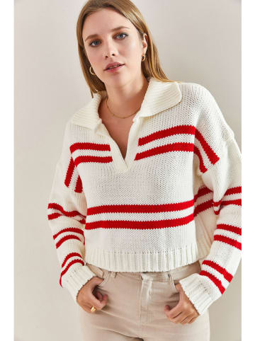 Bianco Lucci Pullover in Weiß/ Rot