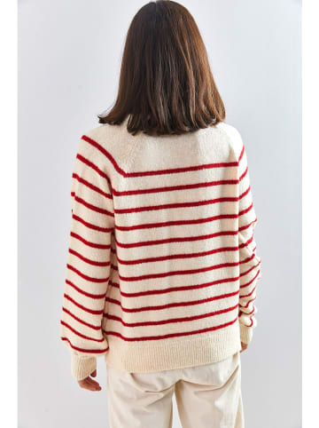 Bianco Lucci Pullover in Creme/ Rot