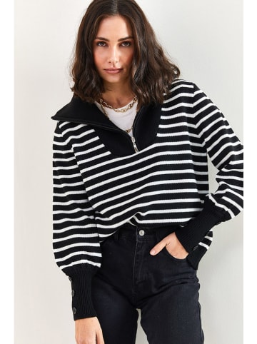 Bianco Lucci Pullover in Schwarz/ Weiß