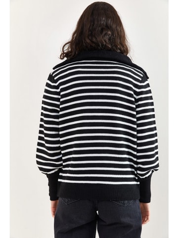 Bianco Lucci Pullover in Schwarz/ Weiß