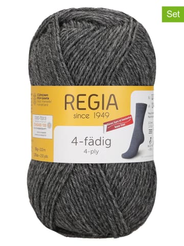 Regia 10er-Set: Woll-Mixgarne ''4fach Uni'' in Dunkelgrau - 10 x 50 g