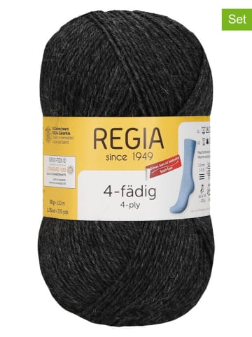 Regia 10-delige set: wollen mixgaren "4fach Color" antraciet - 10x 100 g