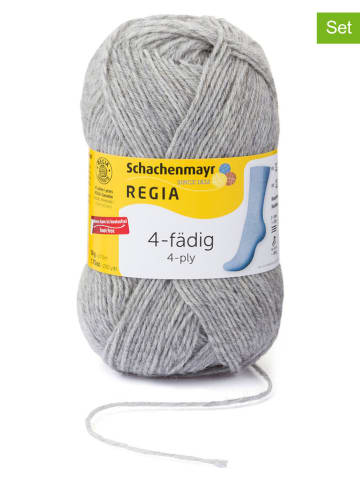 Regia 10er-Set: Woll-Mixgarne ''4fach Uni'' in Grau - 10 x 50 g