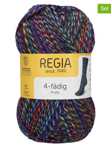 Regia 10er-Set: Woll-Mixgarne ''4fach Color'' in Bunt - 10 x 100 g
