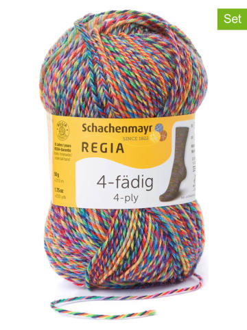 Regia 10er-Set: Woll-Mixgarne ''4fach Color'' in Bunt - 10 x 100 g
