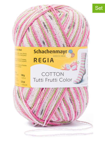 Regia 5er-Set: Baumwoll-Mixgarne ''Cotton Color'' in Rosa/ Creme - 5x 100 g